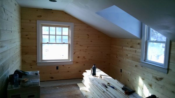 Pine wood panneling over drywall
