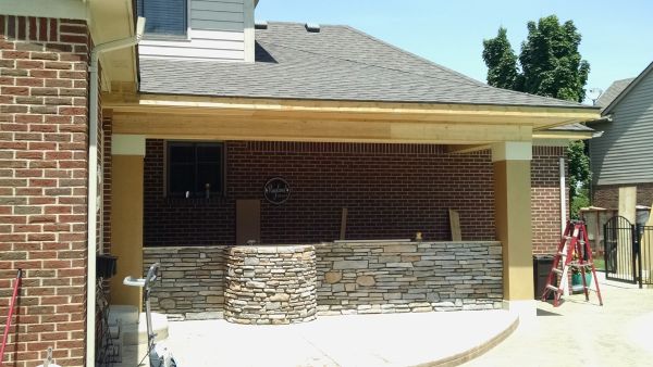 A custom poolside bar